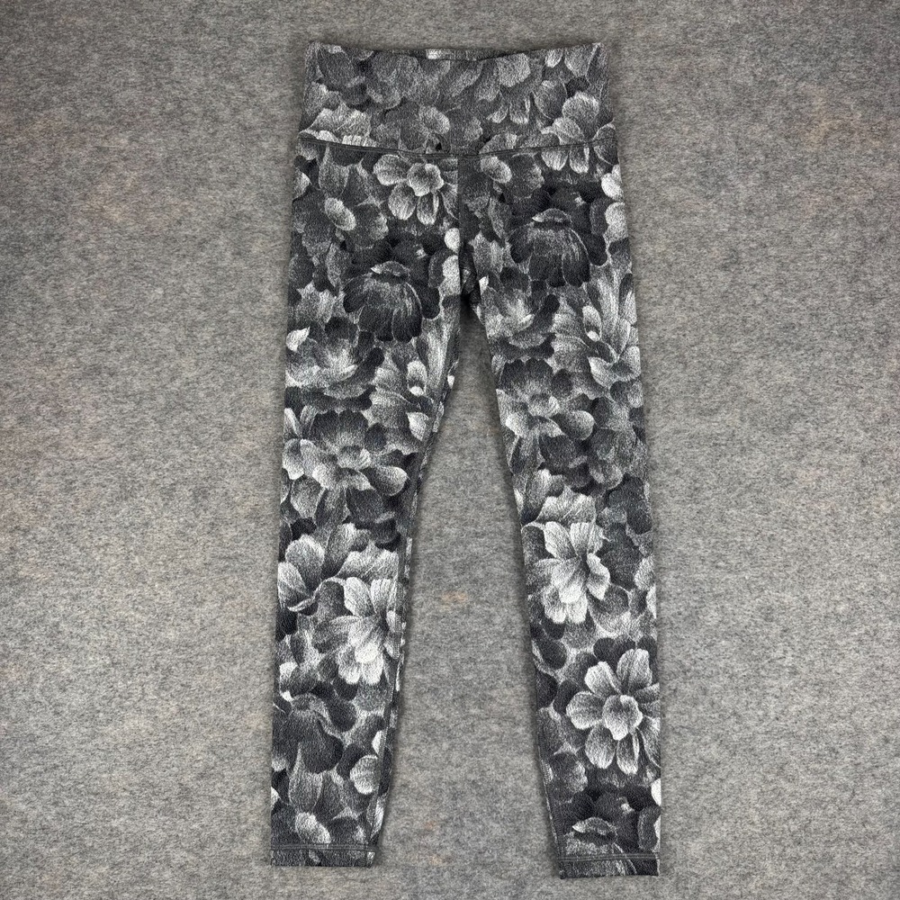 Athleta Elation Textured Tight Leggings 25" Floral Black Womens Small S